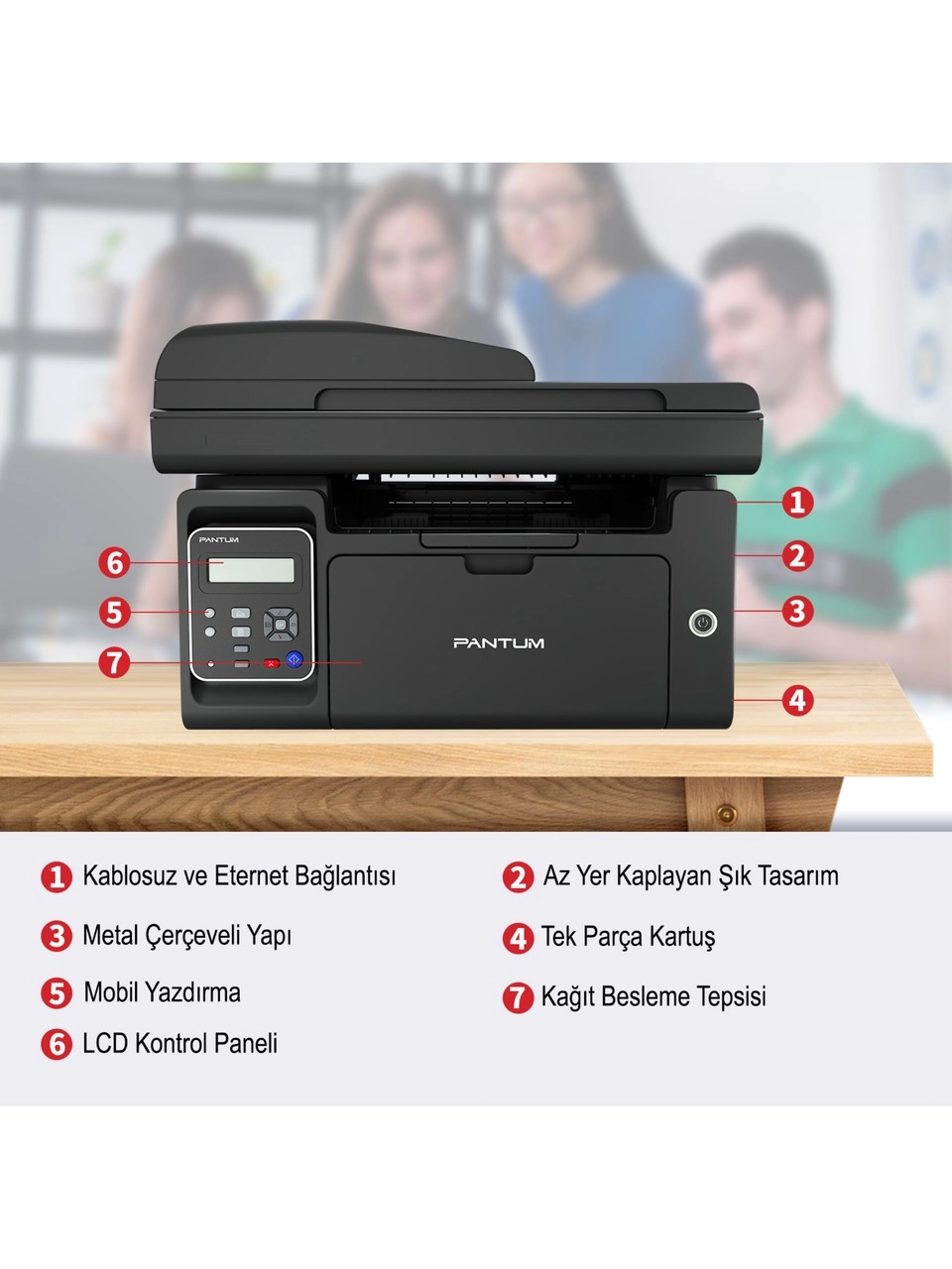 M6550NW Yazıcı Tarayıcı Fotokopi Network Wi Fi Mono Çok Fonksiyonlu Lazer Yazıcı