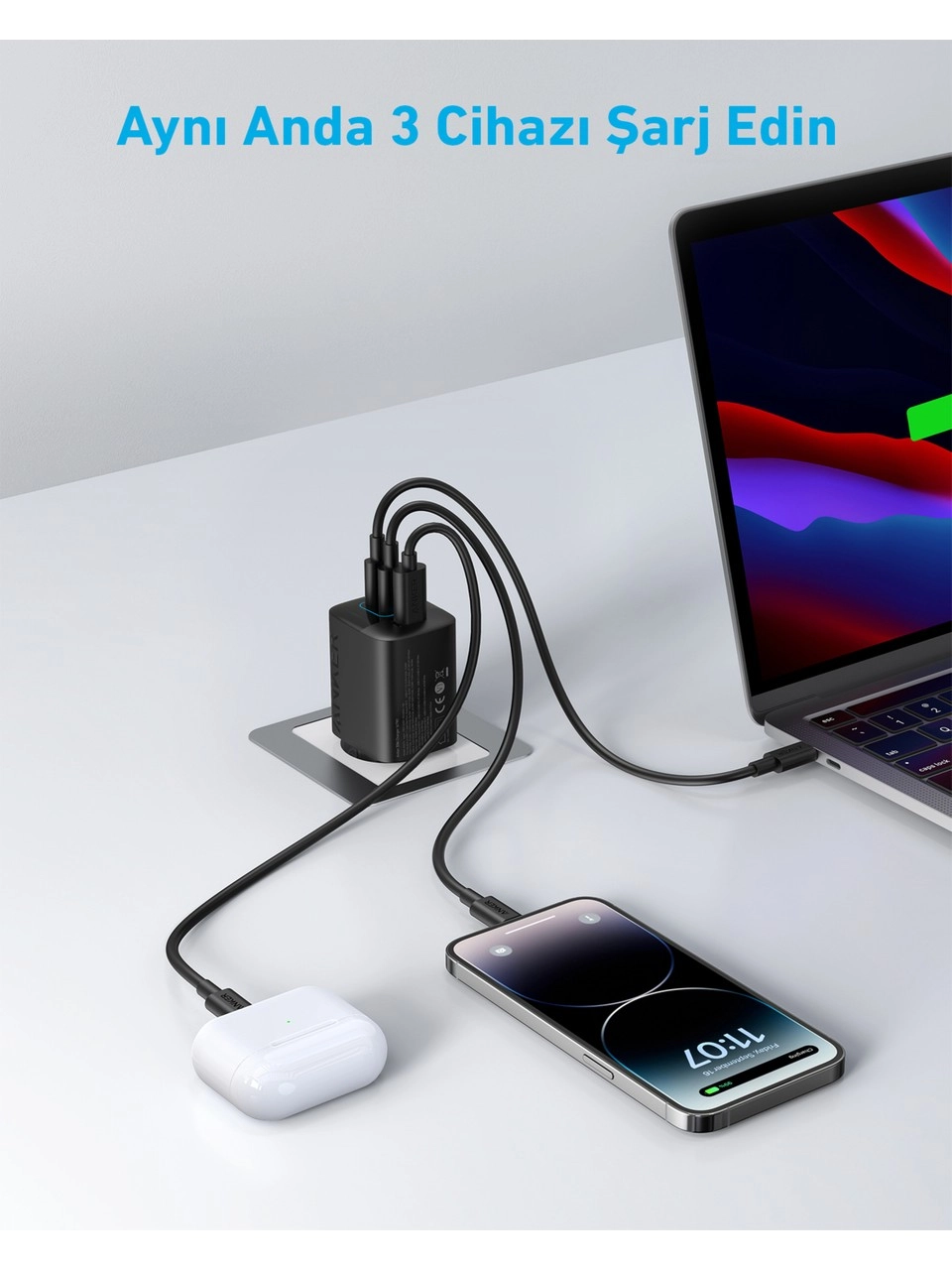 Anker Şarj Cihazı 336 Powerport 67W Yüksek Hızlı USB-C Şarj - PowerIQ 3.0 ve ActiveShield 