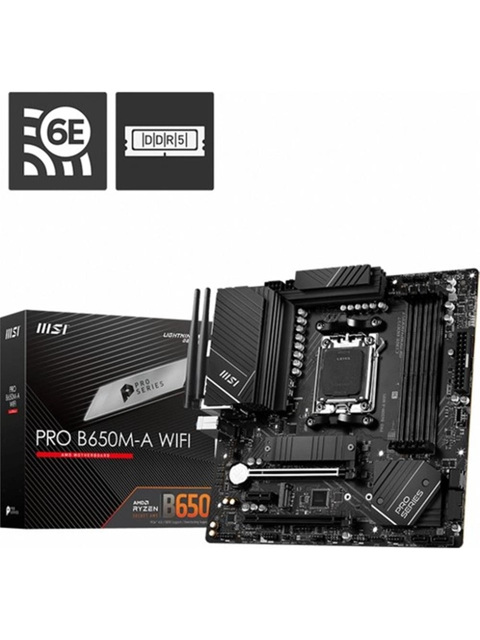 MSI Pro B650M-A Wifi Am5 Ddr5 6400Mhz(Oc) Hdmı Dp M.2 Usb3.2 2.5G Lan Wifi 6E Matx Anakart
