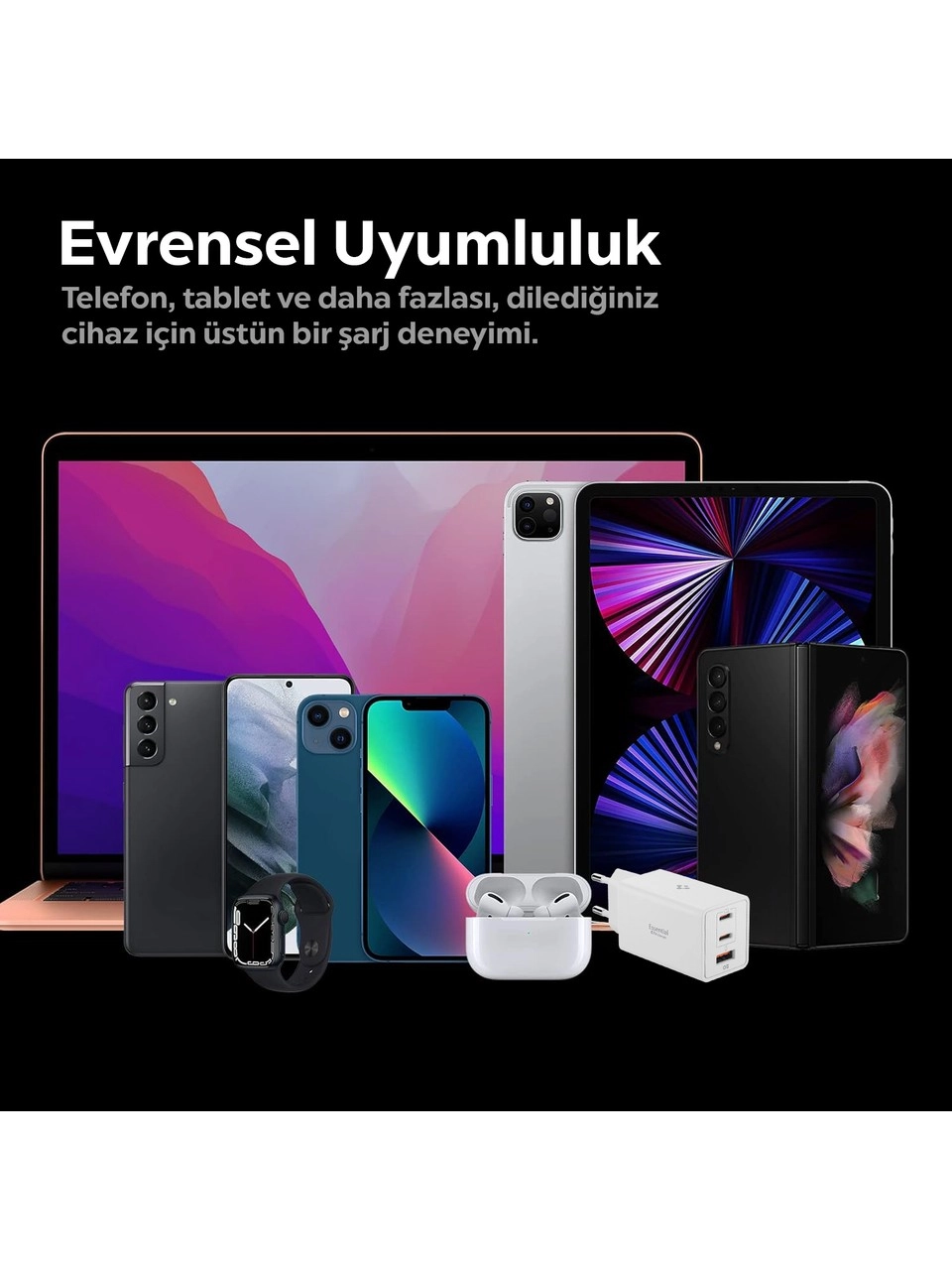 67W USB C USB A 3 Port GaN Pro Hızlı Şarj Aleti PPS 2.0 Beyaz ACH08710
