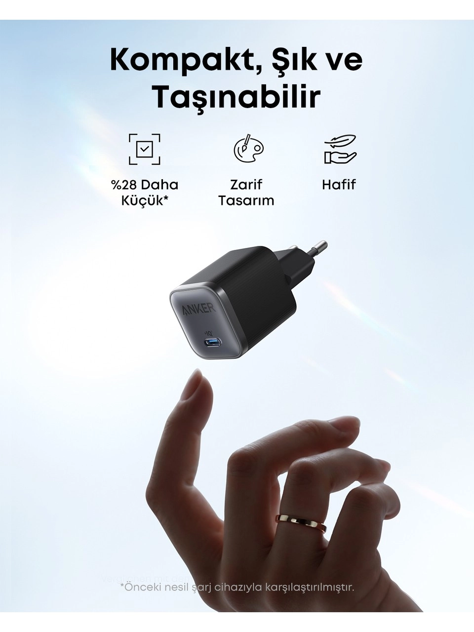 Nano 45W 1,8m Usb C Kablo Dahil Şarj Cihazı Siyah