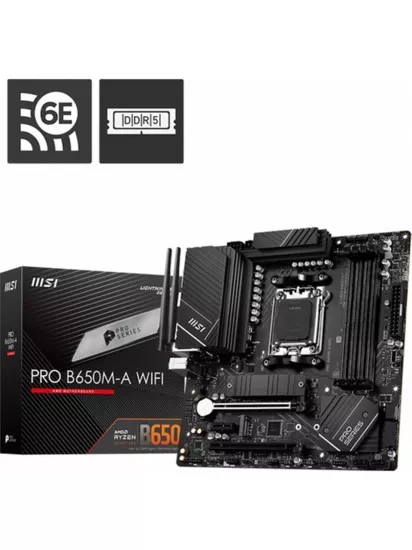 MSI Msı Mb Pro B650M-A Wifi Am5 Ddr5 6400Mhz(Oc) Hdmı Dp M.2 Usb3.2 2.5G Lan Wifi 6E Matx Anakart